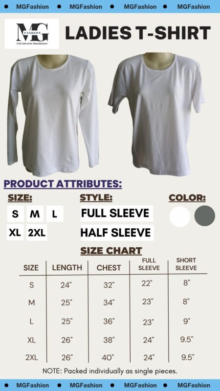 Delightful Ladies Full Sleeve White T-Shirts