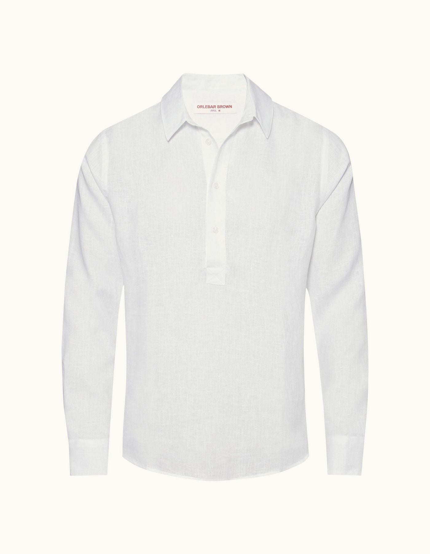 White Classic Collar Overhead Linen Shirt