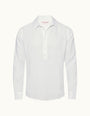 White Classic Collar Overhead Linen Shirt