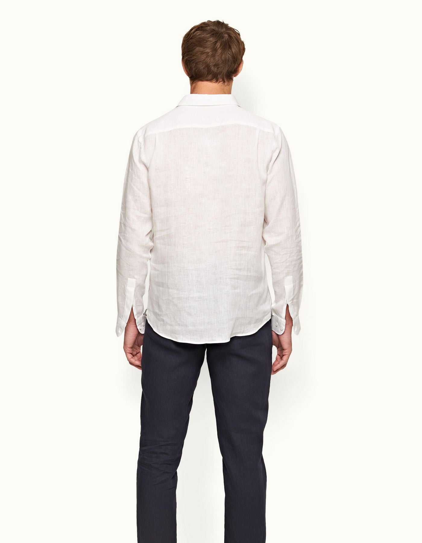 White Classic Collar Overhead Linen Shirt